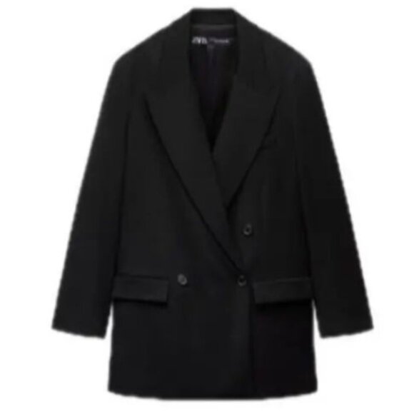 NWT Zara black oversized double breasted blazer - Picture 3 of 7